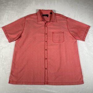 Nat Nast Shirt Men Size XL Short Sleeve Single Pocket Silk Blend Coral EUC